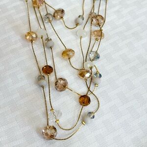 Elegant Gold and White Multi-Layer Necklace